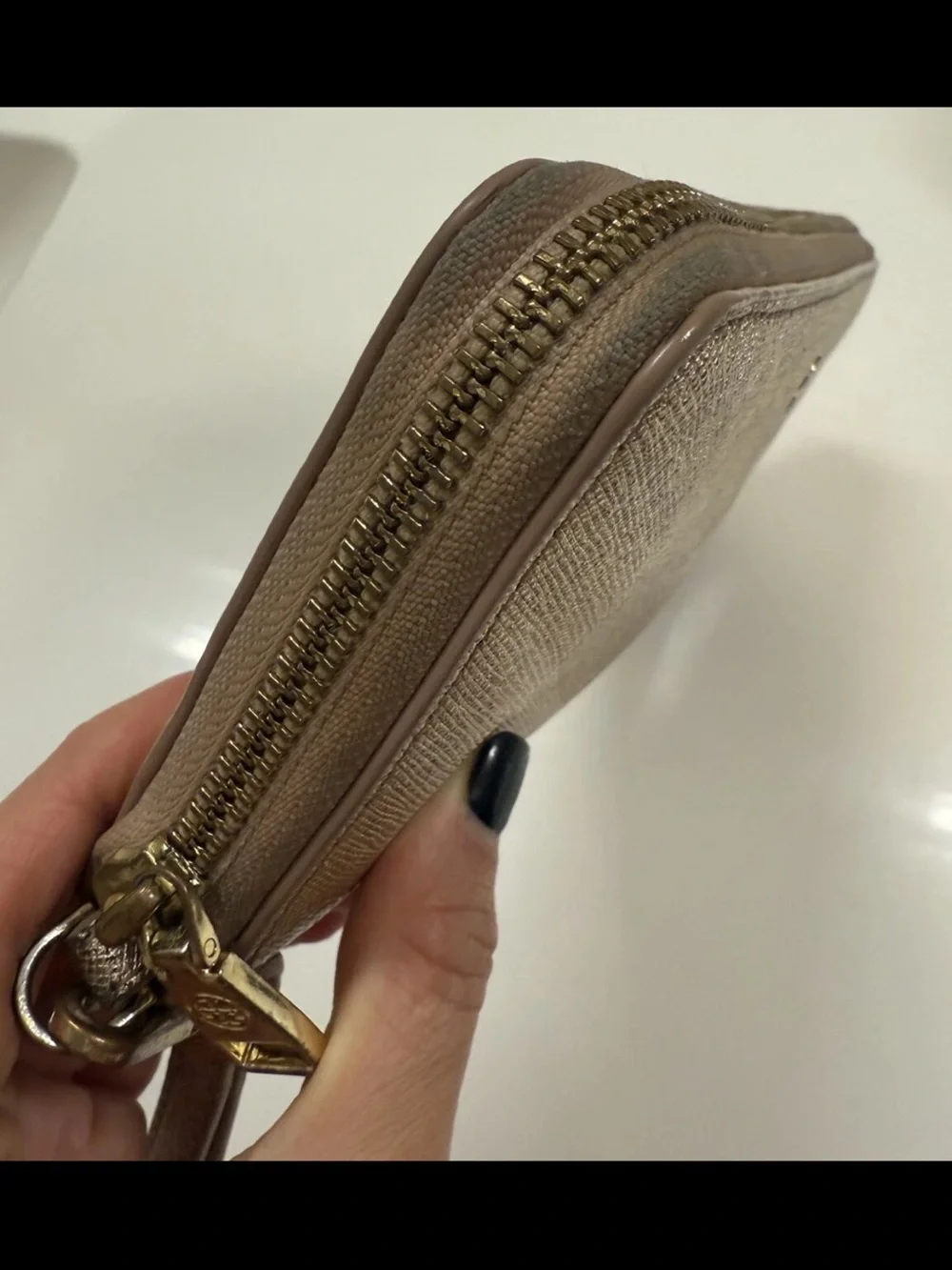 Tory Burch Leather Wristlet Wallet, Gold Metallic